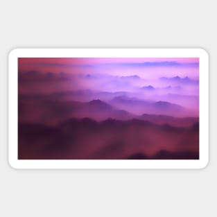 Misty Mountains - unearthly landscape with mountain peaks in pink and purple (airbrush style) Sticker